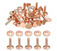 sourcing map 20Set Copper Rivets and Burrs Washers 10x3.3x14mm Polish Finish Copper Solid Leather Rivet Fastener Studs Posts for Leather DIY Craft Belts Wallets Collars, Rose Red Red