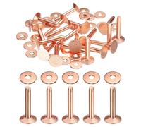 sourcing map 20Set Copper Rivets and Burrs Washers 10x3.3x19mm Dimpled Finish Copper Solid Leather Rivet Fastener Studs Posts for Leather DIY Craft Belts Wallets Collars, Rose Red Red