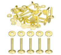 sourcing map 20Set Copper Rivets and Burrs Washers 10x3.3x19mm Dimpled Finish Copper Solid Leather Rivet Fastener Studs Posts for Leather DIY Craft Belts Wallets Collars, Gold Yellow