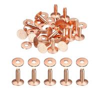 sourcing map 20Set Copper Rivets and Burrs Washers 11x4x12mm Dimpled Finish Copper Solid Leather Rivet Fastener Studs Posts for Leather DIY Craft Belts Wallets Collars, Rose Red Red
