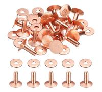 sourcing map 20Set Copper Rivets and Burrs Washers 12x4x12mm Dimpled Finish Copper Solid Leather Rivet Fastener Studs Posts for Leather DIY Craft Belts Wallets Collars, Rose Red Red