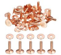 sourcing map 20Set Copper Rivets and Burrs Washers 12x4x16mm Dimpled Finish Copper Solid Leather Rivet Fastener Studs Posts for Leather DIY Craft Belts Wallets Collars, Rose Red Red