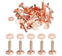 sourcing map 20Set Copper Rivets and Burrs Washers 12x4x19mm Polish Finish Copper Solid Leather Rivet Fastener Studs Posts for Leather DIY Craft Belts Wallets Collars, Rose Red Red