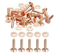 sourcing map 20Set Copper Rivets and Burrs Washers 9x3.3x17mm Dimpled Finish Copper Solid Leather Rivet Fastener Studs Posts for Leather DIY Craft Belts Wallets Collars, Rose Red Red