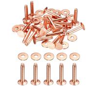sourcing map 20Set Copper Rivets and Burrs Washers 9x3.3x19mm Dimpled Finish Copper Solid Leather Rivet Fastener Studs Posts for Leather DIY Craft Belts Wallets Collars, Rose Red Red