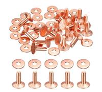sourcing map 20Set Copper Rivets and Burrs Washers 9x3.3x9mm Dimpled Finish Copper Solid Leather Rivet Fastener Studs Posts for Leather DIY Craft Belts Wallets Collars, Rose Red Red
