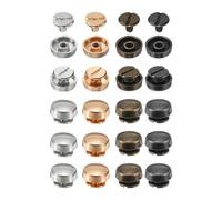 sourcing map 20set Flat Head Stud Spike 10mm Alloy Purse Feet Handbag Nail Head Stud Flat Buckle Button Cap Rivets Round Wheel Buckles Tool Set for DIY Leather Craft, 4 Colors