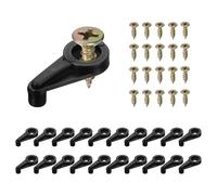 sourcing map 20Set Glass Retainer Clips Kit, 25mm Plastic Glass Cabinet Clips with Screws for Fixing 4mm Thick Glass Cabinet Doors Mirror, Black