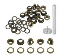 sourcing map 20Set Grommets Eyelets 4mm Copper Eyelets Kit with Washers & Setting Tool for Fabric Curtain Tarps Leather Belt Shoes Bag DIY, Bronze