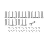 sourcing map 20Set M3x12mm 304 Stainless Steel Cylindrical Shaft Snap Ring Locating Pin, Flat Head Grooved Hinge Cylinder Position Pin with E Clip Retaining Ring, Silver