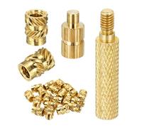 sourcing map 20Set M4 Heat Threaded Inserts with Soldering Tip, 6mm OD, 7.5mm Height, Brass Nut Rod Inserts Knurled for 3D Printing Component Plastic Part