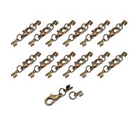 sourcing map 20Sets 3mm Fold Over Cord Ends with Lobster Claw Clasps, Terminator Crimp End Caps for DIY Making Leather Bracelets, Bronze Tone