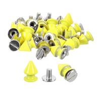 sourcing map 20Sets Cone Spike Stud Rivet, 8x12mm Screw Back Tree Studs and Spikes for Leather Craft, Clothing, Shoes, Belts, Bags (Yellow)