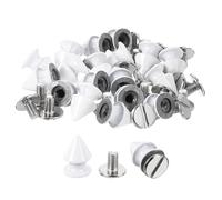 sourcing map 20Sets Cone Spike Stud Rivet, 8x12mm Screw Back Tree Studs and Spikes for Leather Craft, Clothing, Shoes, Belts, Bags (White)