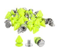 sourcing map 20Sets Cone Spike Stud Rivet, 8x12mm Screw Back Tree Studs and Spikes for Leather Craft, Clothing, Shoes, Belts, Bags (Fluorescent Green)
