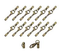 sourcing map 20Sets Leather Cord End Caps with Lobster Claw Clasps Fit 2.5mm Cords, Barrel Terminators for DIY Making Leather Bracelets, Bronze Tone