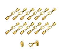 sourcing map 20Sets Leather Cord End Caps with Lobster Claw Clasps Fit 4.5mm Cords, Barrel Terminators for DIY Making Leather Bracelets, Gold Tone
