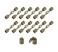 sourcing map 20Sets Leather Cord End Caps with Lobster Claw Clasps Fit 6.5mm Cords, Barrel Terminators for DIY Making Leather Bracelets, Bronze Tone