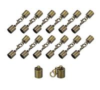 sourcing map 20Sets Leather Cord End Caps with Lobster Claw Clasps Fit 7.3mm Cords, Barrel Terminators for DIY Making Leather Bracelets, Bronze Tone