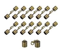 sourcing map 20Sets Leather Cord End Caps with Lobster Claw Clasps Fit 9.5mm Cords, Barrel Terminators for DIY Making Leather Bracelets, Bronze Tone