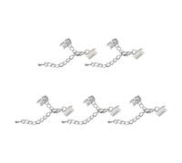 sourcing map 20Sets Ribbon Crimp Clamp Ends with Lobster Claw Clasps & Extension Chain, 10mm Cord End Clasps for DIY Craft Making, Silver Tone