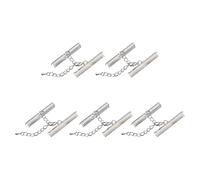 sourcing map 20Sets Ribbon Crimp Clamp Ends with Lobster Claw Clasps & Extension Chain, 40mm Cord End Clasps for DIY Craft Making, Silver Tone