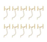 sourcing map 20Sets Slide on End Clasps with Lobster Claw Clasps & Extension Chain, 20mm Tube Slider Crimp Cord Ends for DIY Craft Making, Gold Tone