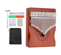 sourcing map 21 Keys Thumb Piano, Red Mini Portable Finger Piano Solid Koa-Wood Flower Pattern Handrail with Tune Hammer, Sheet Music Study Instruction for Gift Adults Beginners