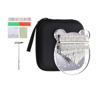 sourcing map 21 Keys Thumb Piano,Transparent Star Bear Portable Finger Piano with Carry Box Musical Note Stickers Tuning Hammer Cleaning Cloth Gifts