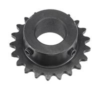sourcing map 21 Tooth Roller Sprocket B Type, #25 Chain, Single Strand 1/4" Pitch, 17mm Bore Black Oxide C45 Carbon Steel with Set Screws for ISO 04C