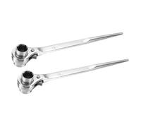 sourcing map 21 x 22mm 12-Point Scaffold Podger Ratchet Spanner Ratcheting Socket Wrench Tool (Silver Tone) 2pcs