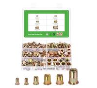 sourcing map 215Pcs Rivet Nut Flat Head, #8-32, #10-24, 1/4"-20, 5/16"-18, 3/8"-16, 1/2"-13 Threaded Insert Nuts Knurled Body Zinc Plated Finish