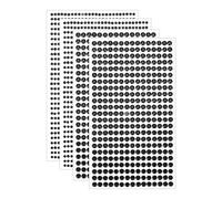 Sourcing Map 2190 Pcs 3mm/5mm Black Round Rhinestone Stickers, 4 Sheet Self-Adhesive, Crystal Crafts Jewelry Stickers for Nail, Makeup, Festival