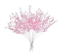 sourcing map 22 Pcs Acrylic Bead Drop Stems, Crystal Floral Picks Artificial Crystal Bouquets Flowers for Wedding Party Home Decoration DIY Crafts Celebrations (Pink)
