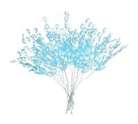 sourcing map 22 Pcs Acrylic Bead Drop Stems, Crystal Floral Picks Artificial Crystal Bouquets Flowers for Wedding Party Home Decoration DIY Crafts Celebrations (Blue)