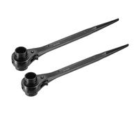 sourcing map 22 x 24mm 12-Point Scaffold Podger Ratchet Spanner Ratcheting Socket Wrench Tool (Black) 2pcs