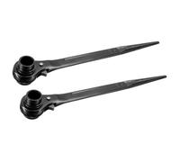 sourcing map 22 x 24mm Hexagon Scaffold Podger Ratchet Spanner Ratcheting Socket Wrench Tool (Black) 2pcs