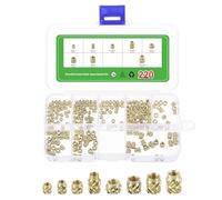 sourcing map 220Pcs M2 M3 Knurled Insert Nuts, Brass Knurled Threaded Embedment Nuts 3D Printing Brass Nuts for 3D Printing Parts Laptop Automotive Plastic Shell