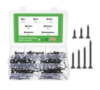 sourcing map 220pcs M3.5 Phillips Flat Head Sheet Metal Screws, M3.5x16/20/25/30/35/40/50mm Carbon Steel Cross Drive Self Tapping Wood Screws Chipboard Screw for Sheet Metal, Wood, Black
