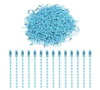 sourcing map 220pcs Metal Ball Bead Chain, 100mm Long Bead Connector Clasp Dog Tag Hanging Chain for Key Chains Tags Craft Projects Jewelry Making, Light Blue
