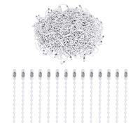 sourcing map 220pcs Metal Ball Bead Chain, 100mm Long Bead Connector Clasp Dog Tag Hanging Chain for Key Chains Tags Craft Projects Jewelry Making, White