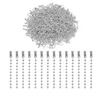 sourcing map 220pcs Metal Ball Bead Chain, 100mm Long Bead Connector Clasp Dog Tag Hanging Chain for Key Chains Tags Craft Projects Jewelry Making, Silver