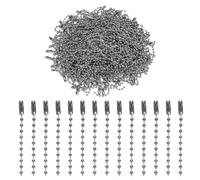 sourcing map 220pcs Metal Ball Bead Chain, 100mm Long Bead Connector Clasp Dog Tag Hanging Chain for Key Chains Tags Craft Projects Jewelry Making, Gun Black