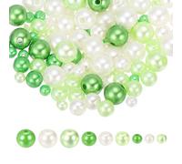 sourcing map 2292PCS Pearl Beads for Jewelry Making, 4/6/8mm Round Pearl Beads with Holes for Craft Bracelet Necklaces Vase Filler Dark Green, Green, Beige
