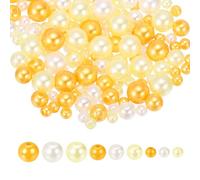 sourcing map 2292PCS Pearl Beads for Jewelry Making, 4/6/8mm Round Pearl Beads with Holes for Craft Bracelet Necklaces Vase Filler Golden, Light Yellow, Beige