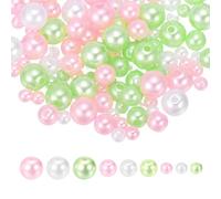 sourcing map 2292PCS Pearl Beads for Jewelry Making, 4/6/8mm Round Pearl Beads with Holes for Craft Bracelet Necklaces Vase Filler Pink, Green, White