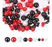 sourcing map 2292PCS Pearl Beads for Jewelry Making, 4/6/8mm Round Pearl Beads with Holes for Craft Bracelet Necklaces Vase Filler White, Black, Red