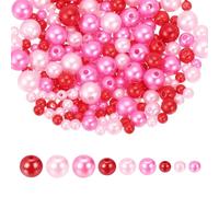 sourcing map 2292PCS Pearl Beads for Jewelry Making, 4/6/8mm Round Pearl Beads with Holes for Craft Bracelet Necklaces Vase Filler Light Pink, Peach, Red