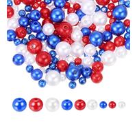 sourcing map 2292PCS Pearl Beads for Jewelry Making, 4/6/8mm Round Pearl Beads with Holes for Craft Bracelet Necklaces Vase Filler White, Blue, Red