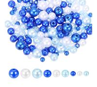 sourcing map 2292PCS Pearl Beads for Jewelry Making, 4/6/8mm Round Pearl Beads with Holes for Craft Bracelet Necklaces Vase Filler White, Dark Blue, Light Blue